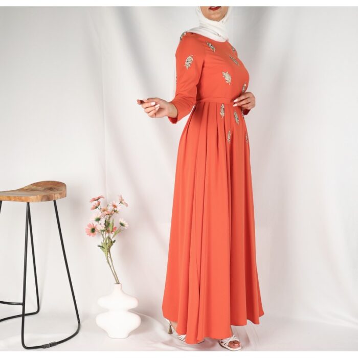 ⁦فستان صيفي للنساء لون برتقالي⁩ - الصورة ⁦4⁩