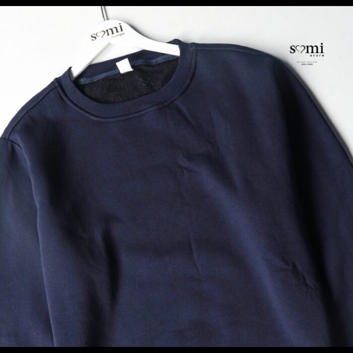 ⁦بلوزة فوتر بأكمام طويلة للرجال لون كحلي⁩ - الصورة ⁦2⁩