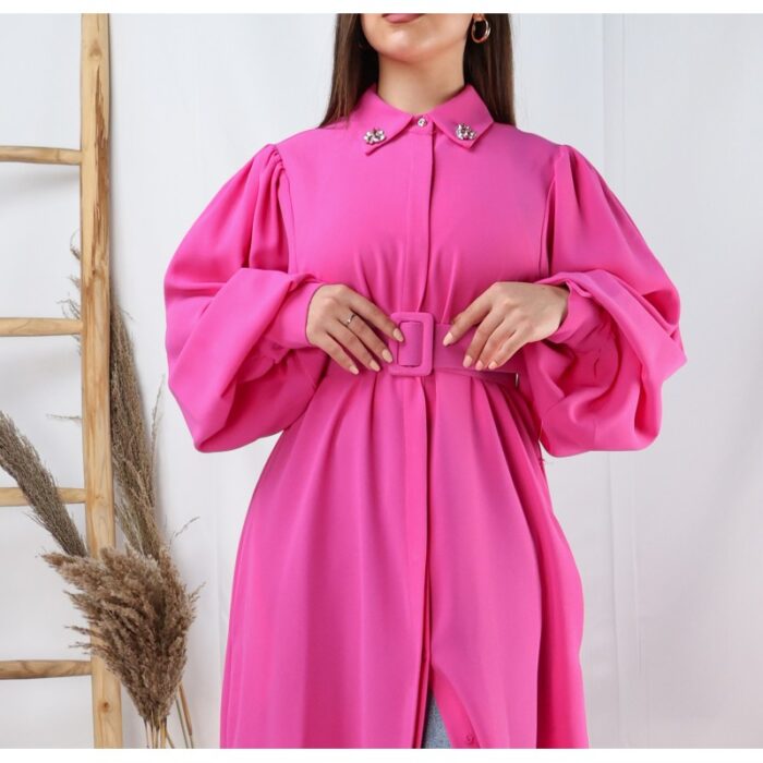 ⁦فستان صيفي للنساء لون فوشي⁩ - الصورة ⁦3⁩