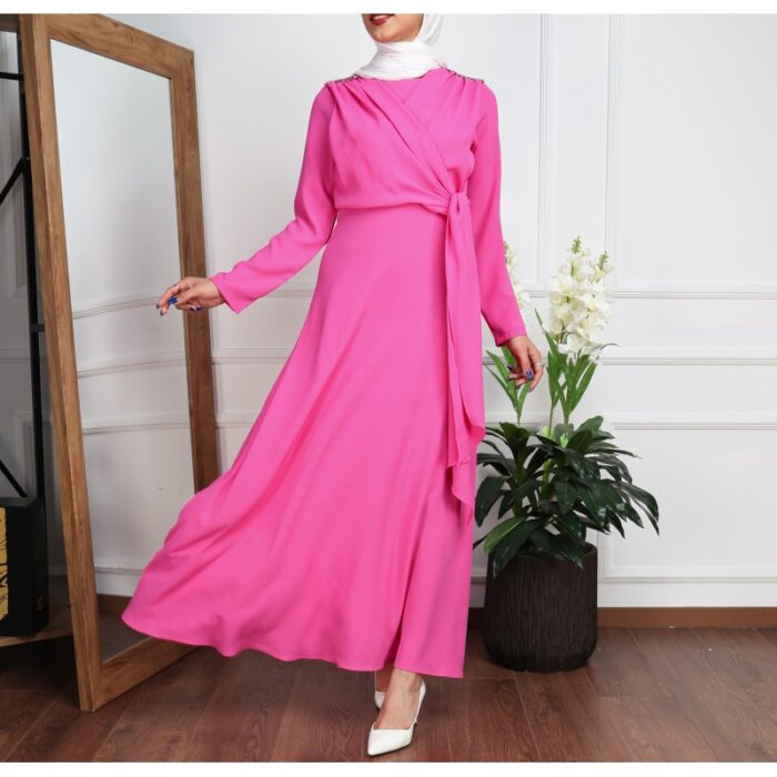 ⁦فستان صيفي للنساء لون فوشي⁩ - الصورة ⁦4⁩