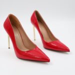 كندرة كعب عالي مسمار للنساء لون أحمر