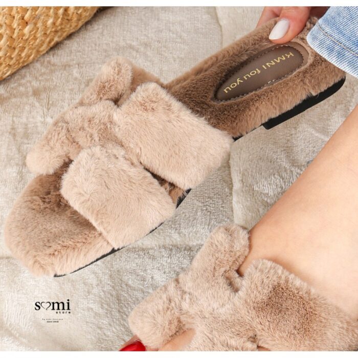 ⁦شبشب فرو منزلي للنساء لون بني فاتح⁩ - الصورة ⁦5⁩