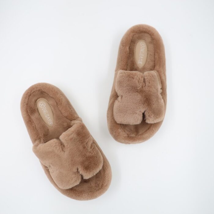 ⁦حذاء مبطن فرو بنعل عريض للنساء لون بني فاتح⁩ - الصورة ⁦3⁩