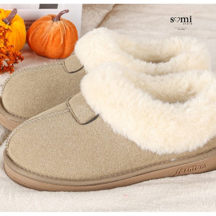 ⁦حذاء مبطن فرو للنساء لون زيتي فاتح⁩ - الصورة ⁦7⁩