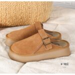 ⁦حذاء شمواه بتصميم حزام أمامي للنساء لون عسلي⁩ - الصورة ⁦2⁩