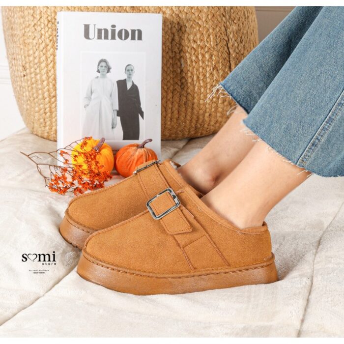 ⁦حذاء شمواه بتصميم حزام للنساء لون عسلي⁩ - الصورة ⁦3⁩