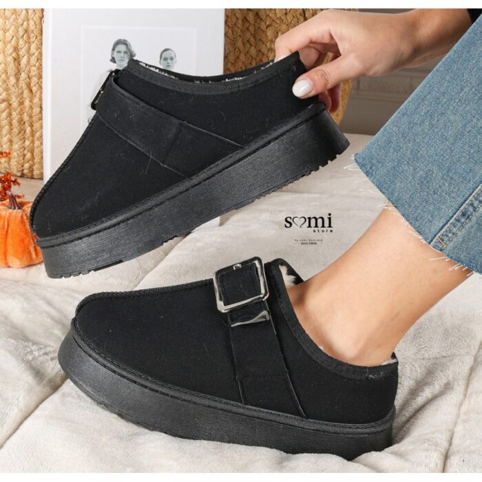 ⁦حذاء شمواه بتصميم حزام للنساء لون أسود⁩ - الصورة ⁦8⁩