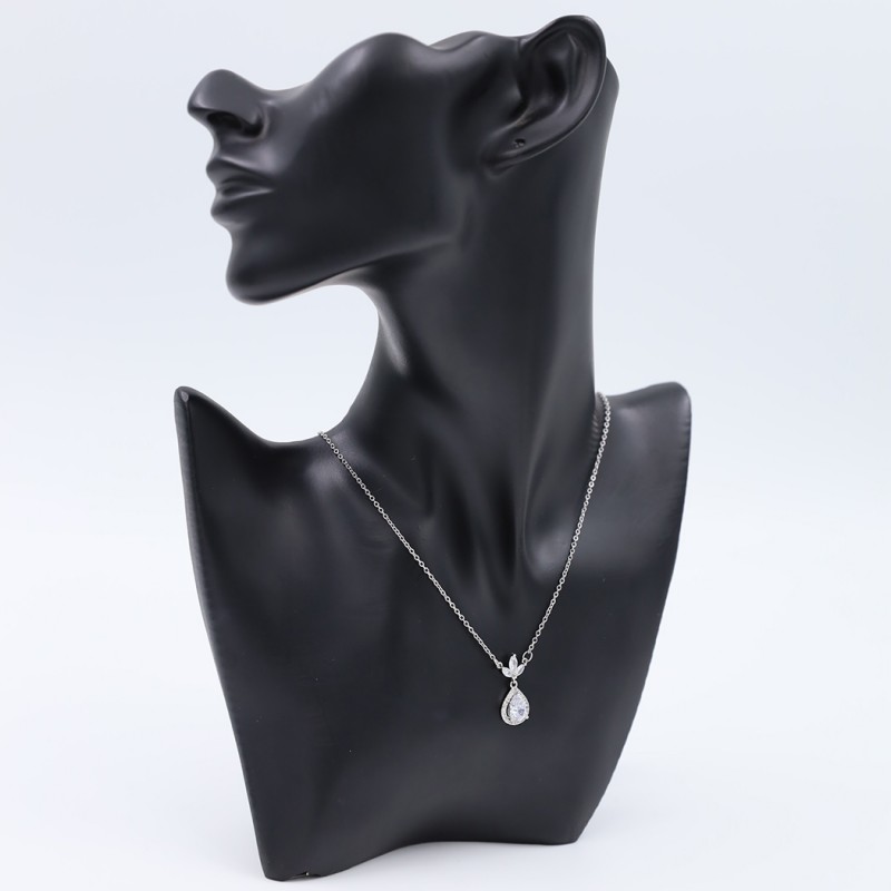 ⁦سلسال فضي بتصميم دمعة زركون أبيض⁩ - الصورة ⁦1⁩