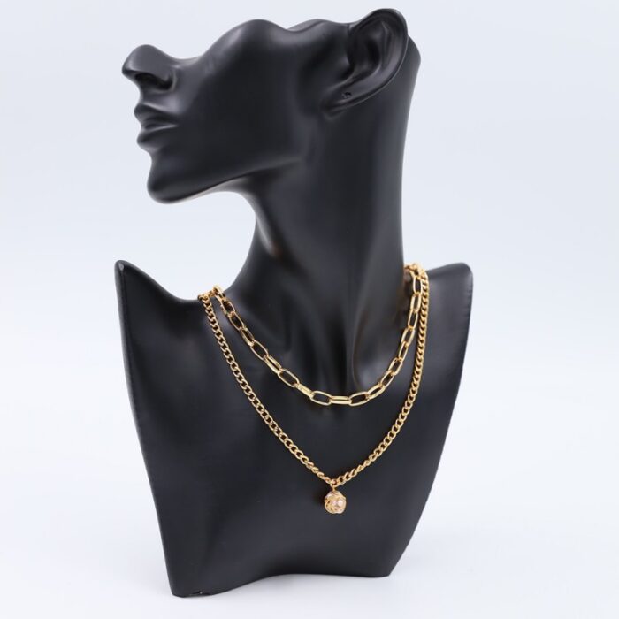 1033754743_67dc7c8ccf5c9 سلسال ذهبي طبقتين بتصميم كرة مع لولو - الصورة 1