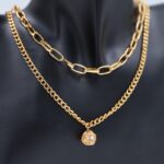 ⁦سلسال ذهبي طبقتين بتصميم كرة مع لولو⁩ - الصورة ⁦2⁩