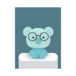 مصباح ديكور لغرف ومكتبة الأطفال LED على شكل دب لون ازرق