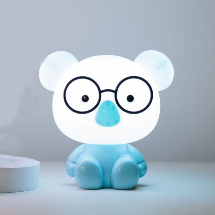 ⁦مصباح ديكور لغرف ومكتبة الأطفال LED على شكل دب لون ازرق⁩ - الصورة ⁦3⁩