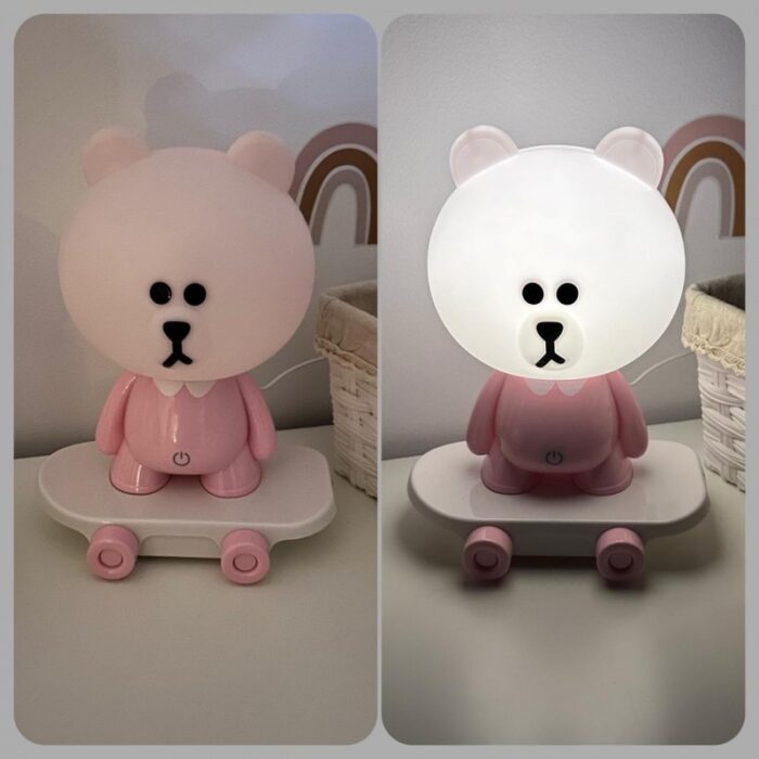 1033754811_67dc7ce5ea1a5 مصباح ديكور لغرف ومكتبة الأطفال LED على شكل دب لون زهري - الصورة 1