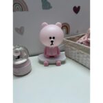 ⁦مصباح ديكور لغرف ومكتبة الأطفال LED على شكل دب لون زهري⁩ - الصورة ⁦2⁩