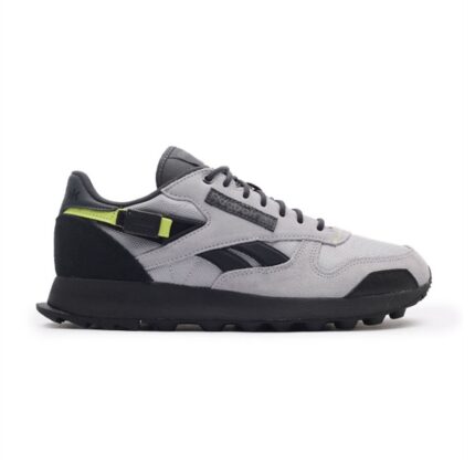 Reebok Mens' Classic Leather Shoes - حذاء ريبوك كلاسيك ليذر للرجال لون أسود ورمادي