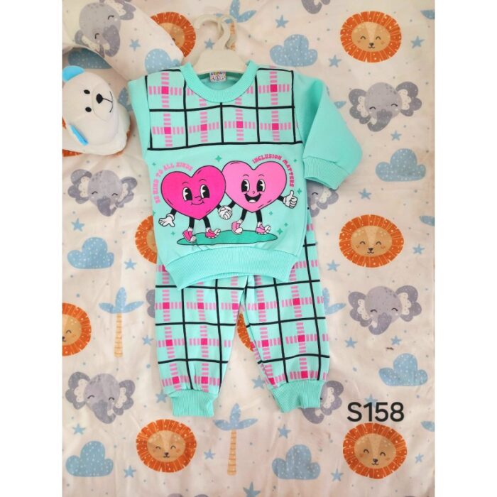 1033754872_67dc7d9930441 بيجامة بناتي بتصميم قلب لون أخضر - الصورة 1