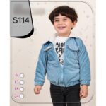 طقم للأطفال شتوي 3 قطع لون أزرق (جاكيت ، بلوزة ، بنطال كتان)