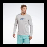 Reebok Men Activchill Long-Sleeve Top Athlete Sweatshirt- Grey