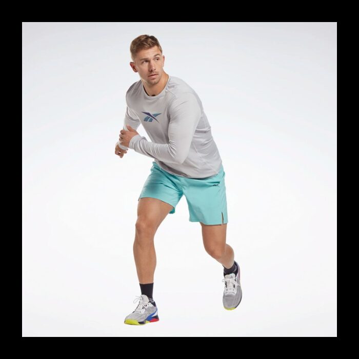 ⁦Reebok Men Activchill Long-Sleeve Top Athlete Sweatshirt- Grey⁩ - الصورة ⁦5⁩