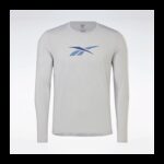 ⁦Reebok Men Activchill Long-Sleeve Top Athlete Sweatshirt- Grey⁩ - الصورة ⁦6⁩