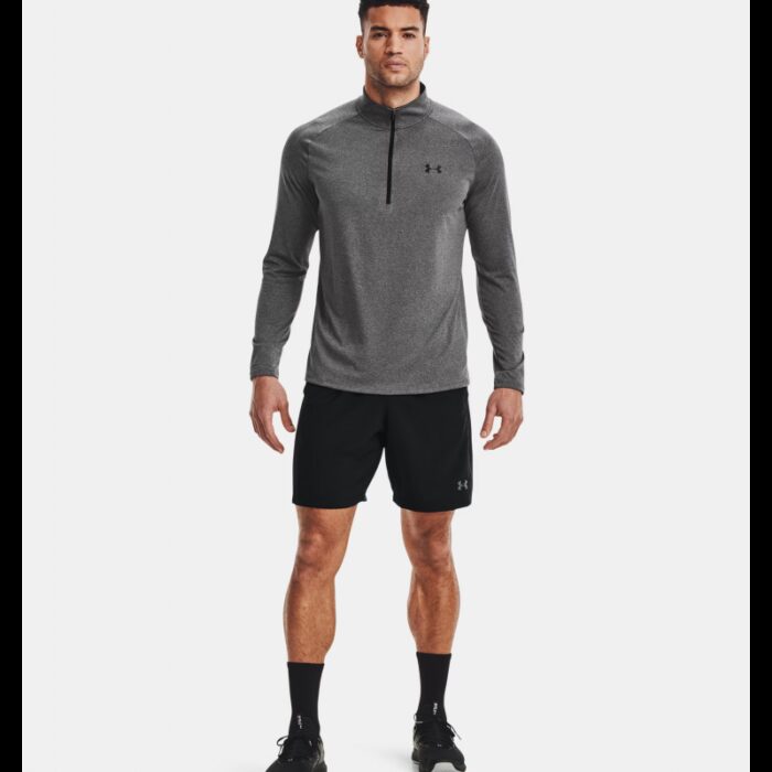 ⁦Under Armour Men's Tech™ ½ Zip Long Sleeve تيشيرت اندر ارمور بأكمام طويلة للرجال لون رمادي⁩ - الصورة ⁦3⁩