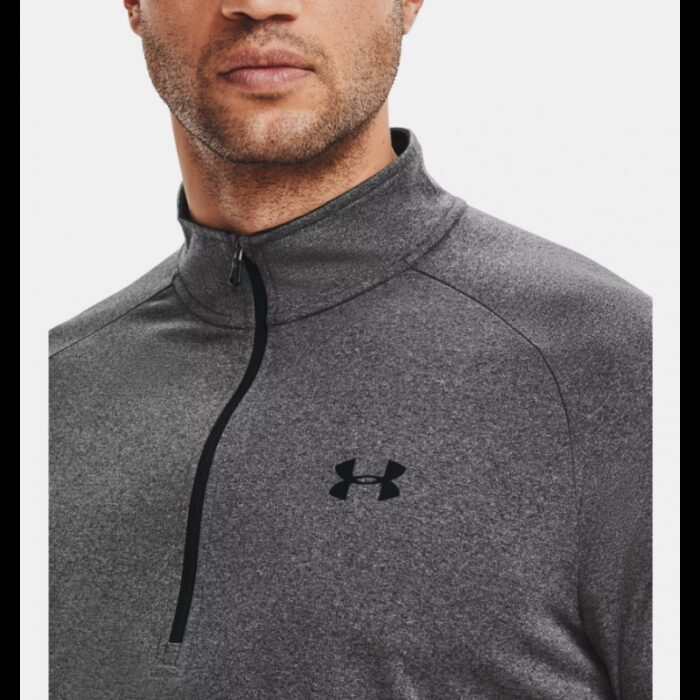 ⁦Under Armour Men's Tech™ ½ Zip Long Sleeve تيشيرت اندر ارمور بأكمام طويلة للرجال لون رمادي⁩ - الصورة ⁦4⁩