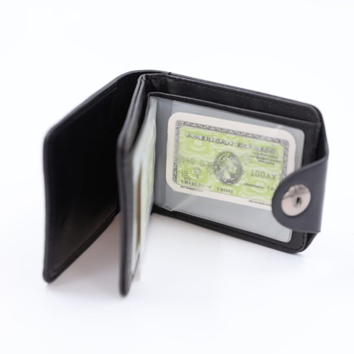 ⁦جزدان جلد للرجال لون أسود 11*8.5 سم⁩ - الصورة ⁦6⁩