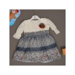 فستان بناتي بأكمام طويلة للأطفال لون أوف وأزرق