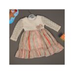 فستان بناتي بأكمام طويلة للأطفال لون أوف وايت وبيج