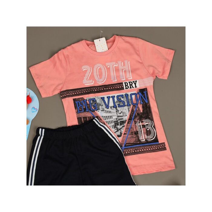 ⁦بجامة صيفية (قطعتين) بناتي لون زهري وأسود⁩ - الصورة ⁦2⁩