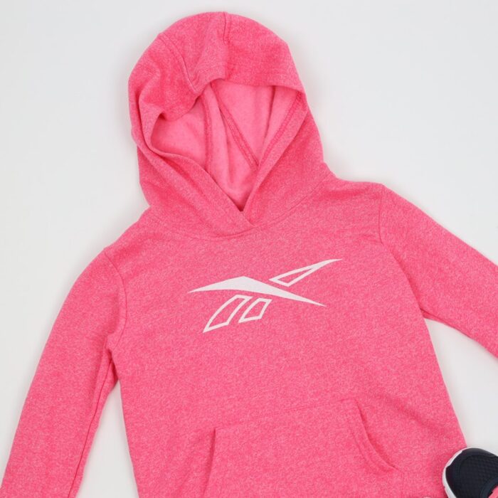 ⁦Reebok Girls' Big Logo Hoodi- Pink- هودي ريبوك للأطفال لون زهري⁩ - الصورة ⁦5⁩