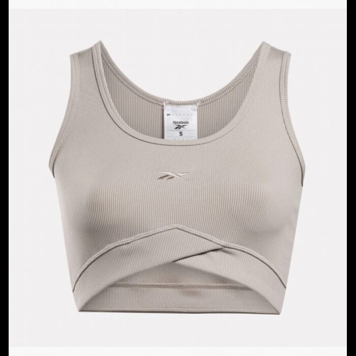 ⁦Reebok Womens' Studio Rib Crop Ash Bra⁩ - الصورة ⁦3⁩