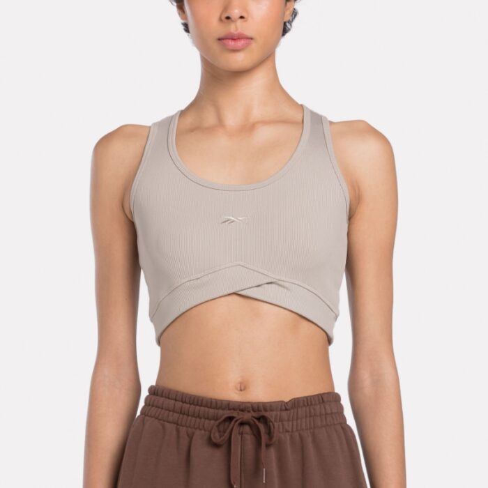 ⁦Reebok Womens' Studio Rib Crop Ash Bra⁩ - الصورة ⁦9⁩