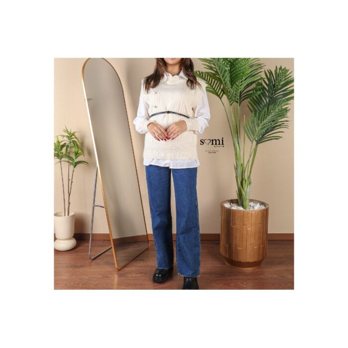 ⁦فيست صوف مع قميص وقشاط للنساء لون بيج من Sami Boutique⁩ - الصورة ⁦3⁩