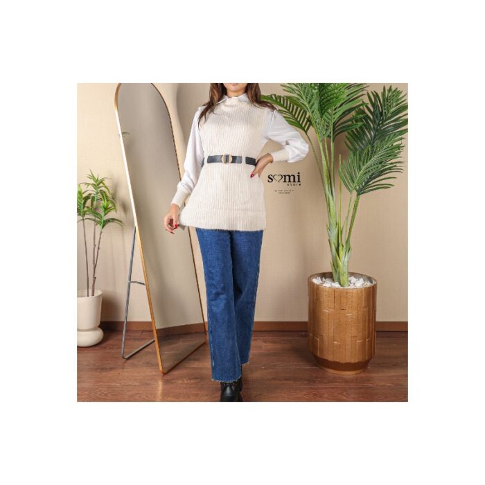 1033755355_67dc81be330a2 فيست صوف مع قميص للنساء لون بيج من Sami Boutique - الصورة 1