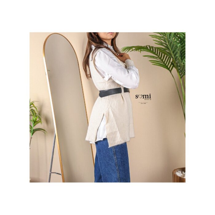 ⁦فيست صوف مع قميص للنساء لون بيج من Sami Boutique⁩ - الصورة ⁦2⁩