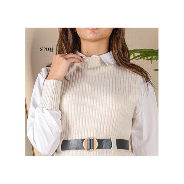 ⁦فيست صوف مع قميص للنساء لون بيج من Sami Boutique⁩ - الصورة ⁦3⁩