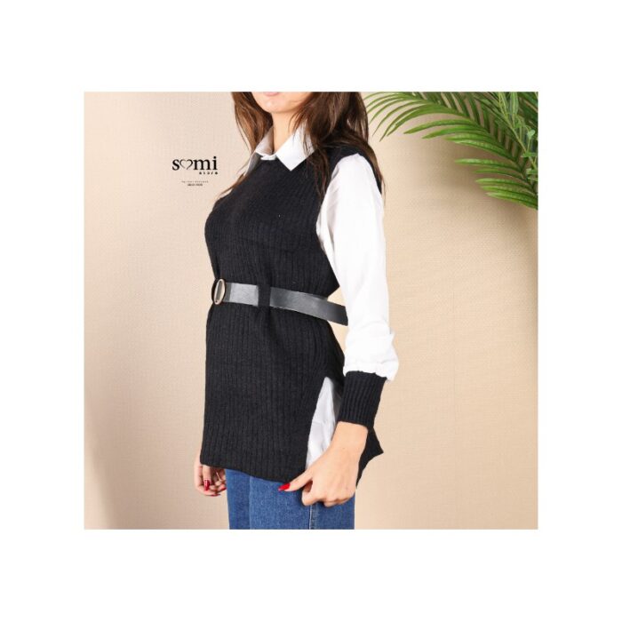 ⁦فيست صوف مع قميص للنساء لون أسود من Sami Boutique⁩ - الصورة ⁦2⁩