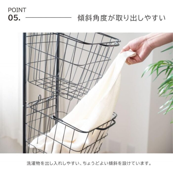 ⁦سلة غسيل بعجلات 3 طبقات⁩ - الصورة ⁦2⁩