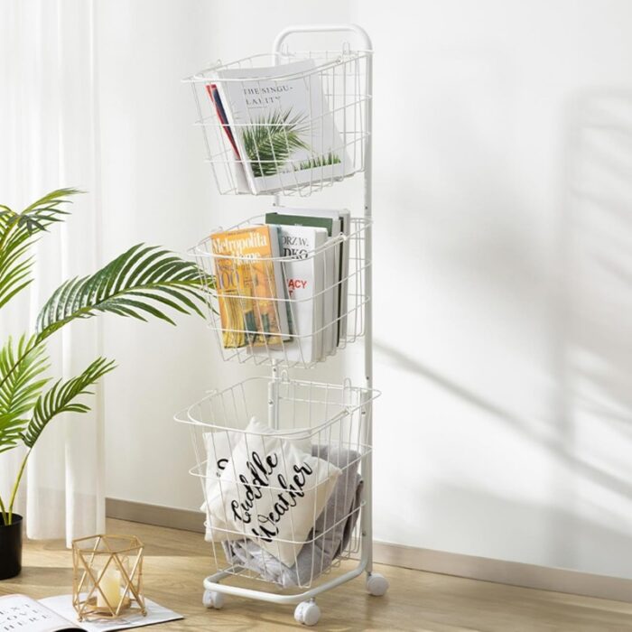 ⁦سلة غسيل بعجلات 3 طبقات⁩ - الصورة ⁦3⁩