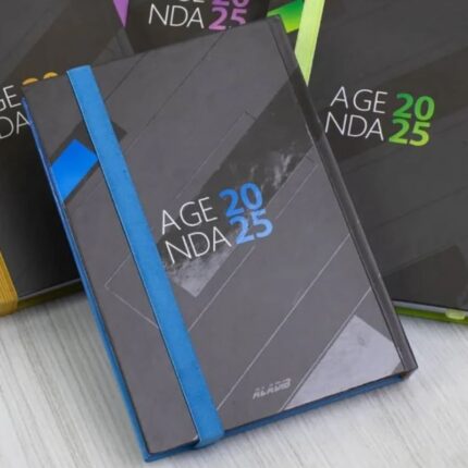 اجنده 2025 من اديب بتصميم مموج لون اسود وازرق مقاس 12*17