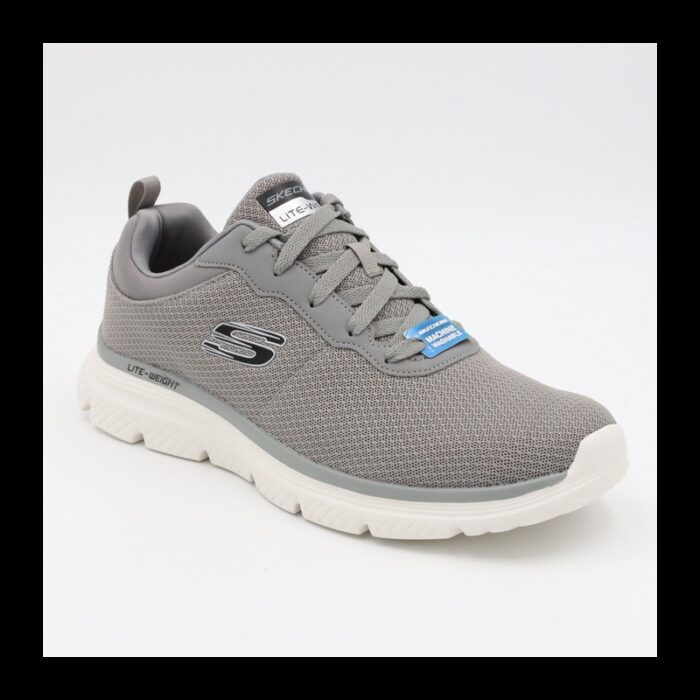 ⁦Skechers Men's Burns 2.0 Dorlus Shoes - حذاء سكيتشرز برنز 2.0 للرجال لون رمادي ونعل أبيض⁩ - الصورة ⁦8⁩