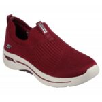 Skechers Women's GOwalk Arch Fit -Iconic Shoes - حذاء سكيتشرز جو ووك ارش فيت -ايكونك للنساء لون أحمر ونعل أبيض