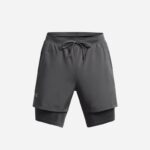 ⁦Under Armour Men's Under Armour Launch 5 Inch 2-In-1 Shorts - Gray⁩ - الصورة ⁦2⁩