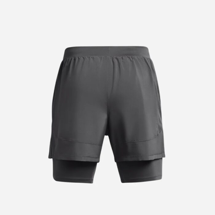 ⁦Under Armour Men's Under Armour Launch 5 Inch 2-In-1 Shorts - Gray⁩ - الصورة ⁦3⁩