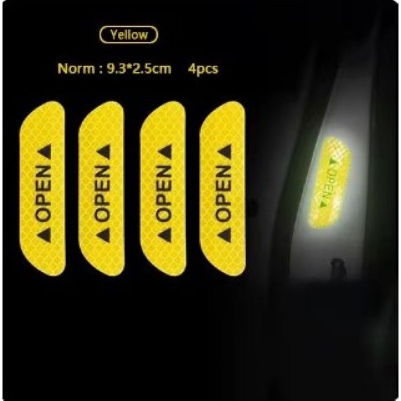 ⁦ملصقات عواكس تحذيرية  لابواب السيارة  عند فتحها بألون مختلفة  عدد 4 قطع  لون أحمر مقاس 14*2 سم⁩ - الصورة ⁦1⁩