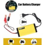 شاحن بطارية 12 فولت للسيارة والدراجة النارية مع شاشة LCD لعرض الجهد والتيار والحرارة وسعة البطارية