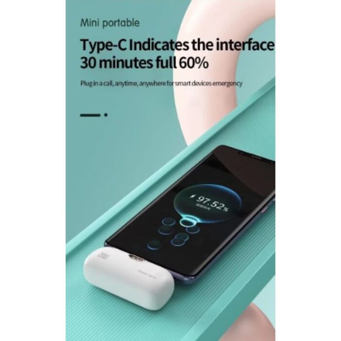 ⁦باور بانك تايب سي Type C مع شاشة   محمول صغير وعصري  - شحن سريع - سعة 5000 ميلي أمبير- يتوافق مع الايفون والاندرويد والايباد من النوع Type C⁩ - الصورة ⁦2⁩
