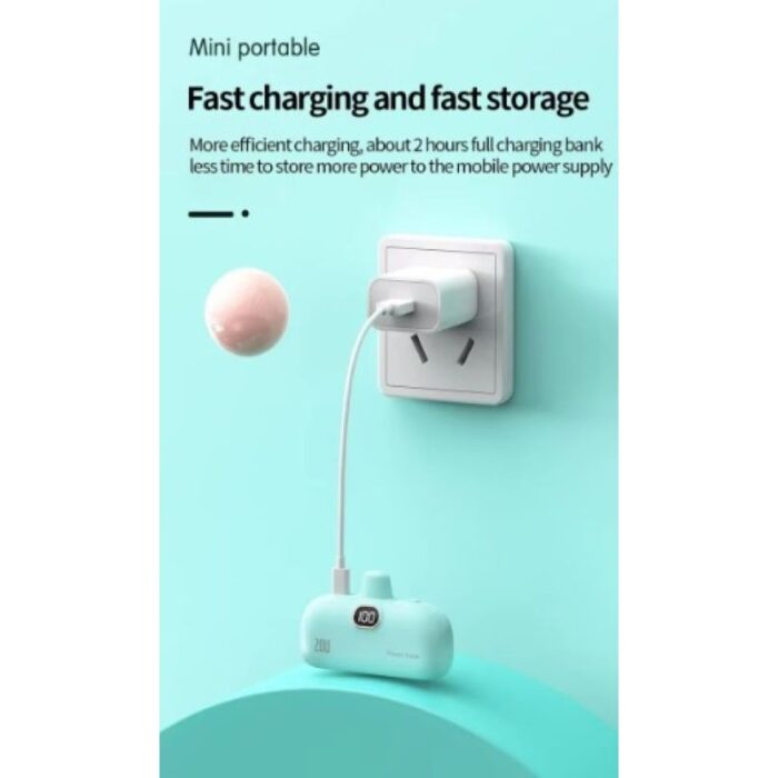 ⁦باور بانك تايب سي Type C مع شاشة   محمول صغير وعصري  - شحن سريع - سعة 5000 ميلي أمبير- يتوافق مع الايفون والاندرويد والايباد من النوع Type C⁩ - الصورة ⁦5⁩