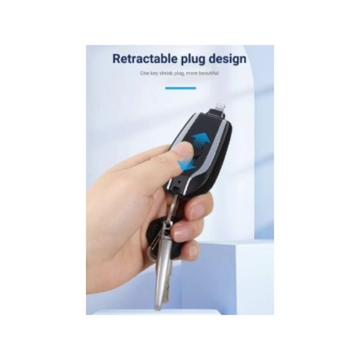 1033756023_67dc8623dd462 باور بانك مدخل ايفون على شكل ميدالية مفاتيح - محمول حجم صغير وخفيف الوزن - سعة 2000 ميلي أمبير - لون زهري/ أسود - حصريًا في مارت - الصورة 1